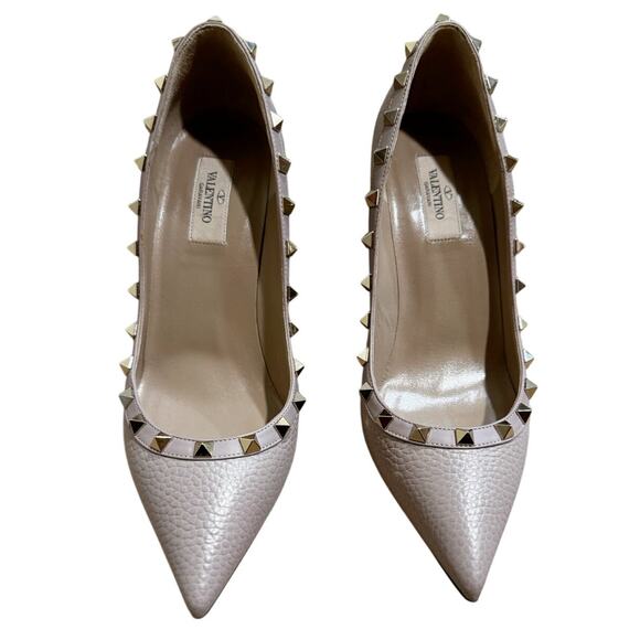Valentino Garavani Rockstud Pumps Blush Pink Gold Studded Leather Heels 39.5 - Picture 12 of 12